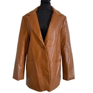 Women's Rebecca Minkoff Lambskin Brown Double Breasted Blazer MSRP $468 SZ M